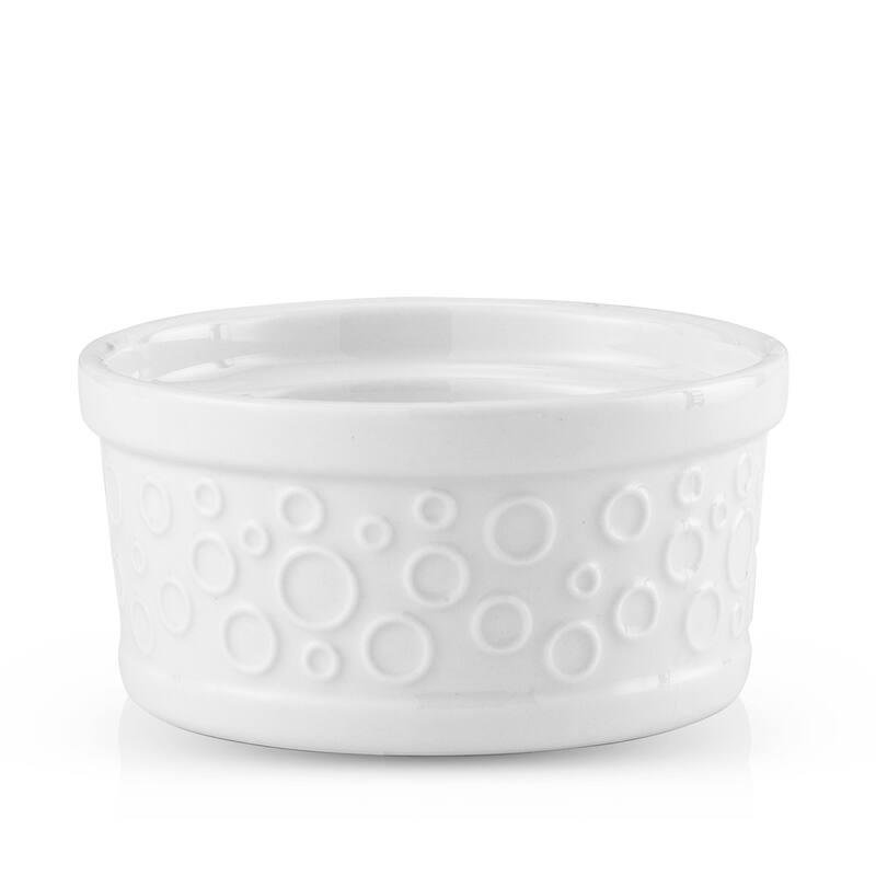 JoyJolt White Embossed Porcelain Ramekins - Set of 4