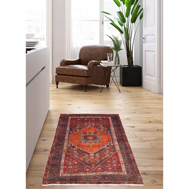 ECARPETGALLERY Hand-knotted Anatolian Vintage Red Wool Rug - 4'1 x 6'11