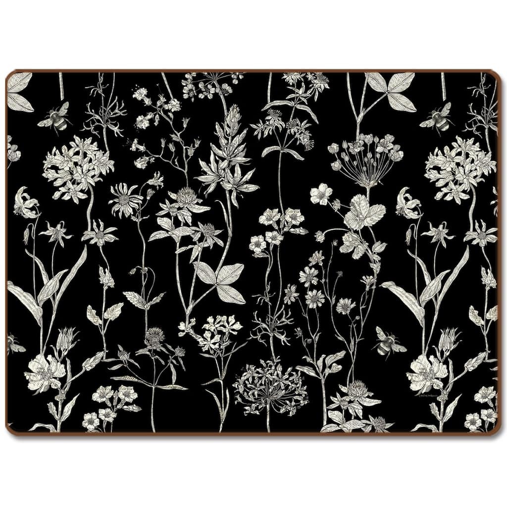 Cala Home Hardboard Placemats - Midnight Garden - Set of 4 - 15.5x11.25x.221