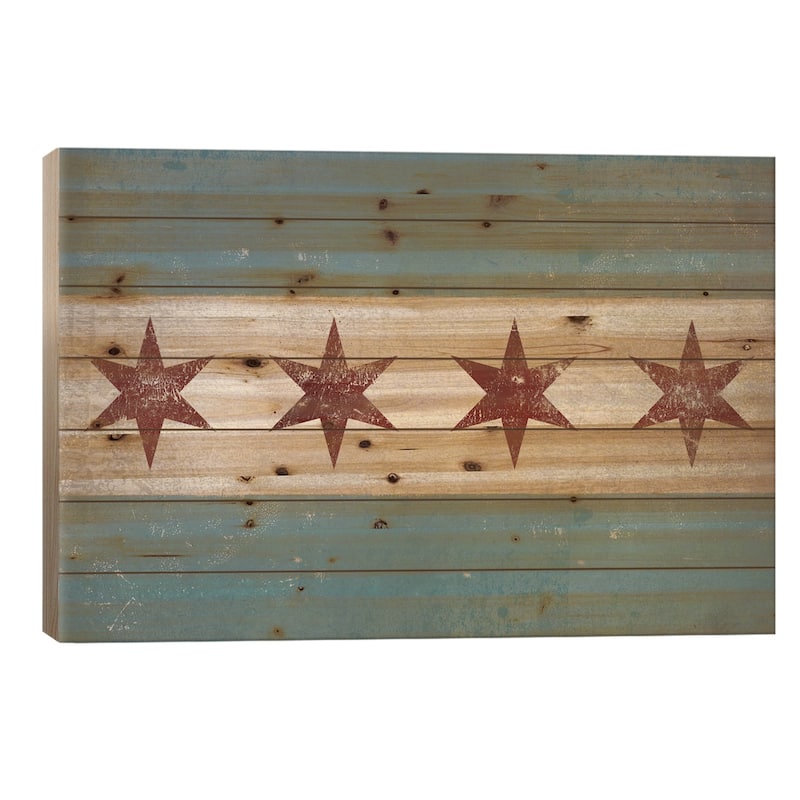 Chicago Flag Print On Wood by Ryan Fowler - Multi-Color - 18x26x1.5