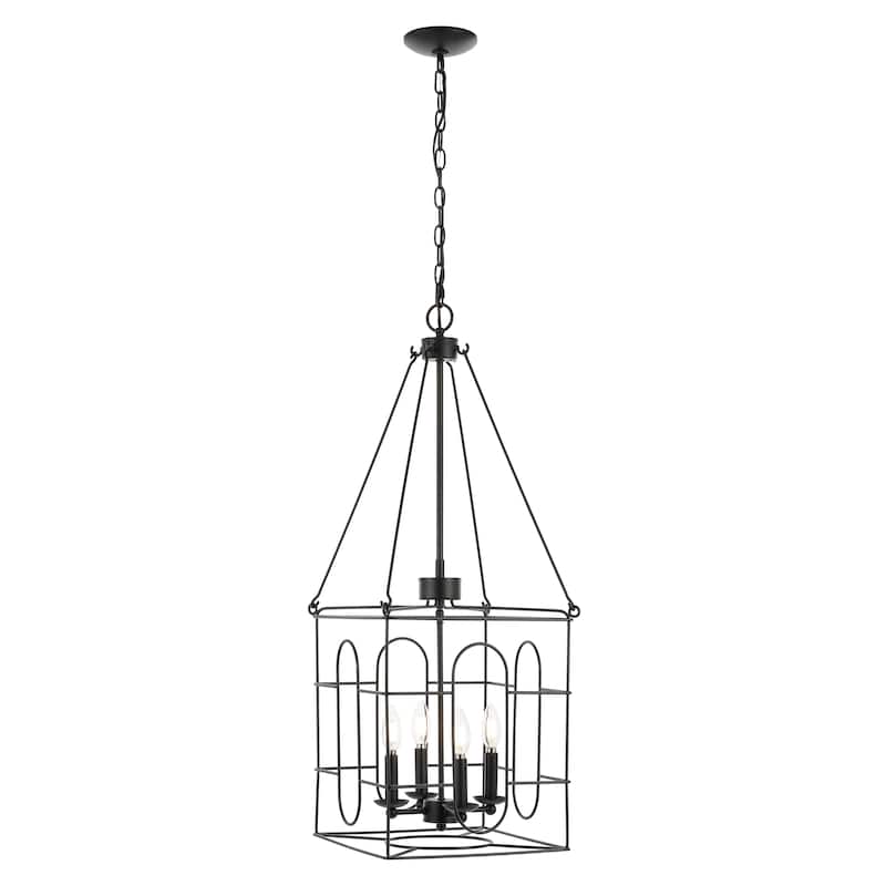 SAFAVIEH Lighting Andrijana 14" Modern & Contemporary Chandelier (4-Bulb) - 14" W x 14" D x 98" H - Black