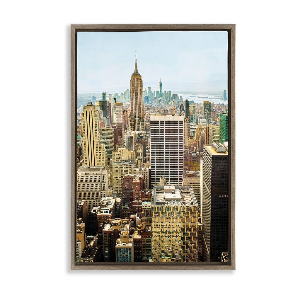 Stupell Overlooking Cityscape Buildings Framed Floater Canvas Wall Art Design By Seven Trees Design