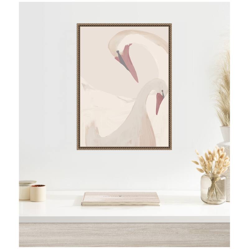 Kate and Laurel Swans Swimming by Alicia Abla Framed Canvas Wall Art Print