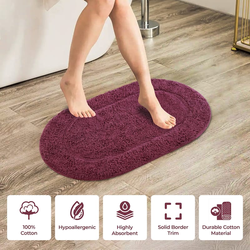 Superior Cotton Non-slip Oval Bath Rug - (Set of 2)
