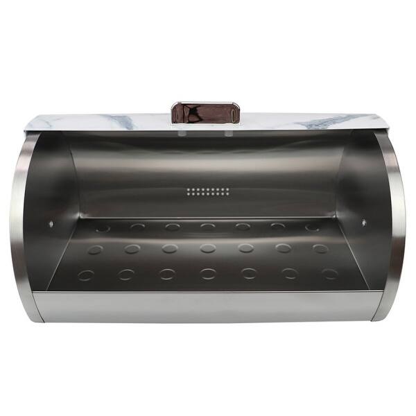 Shop Marble Like Roll Top Lid Steel Bread Box White Overstock 31690741