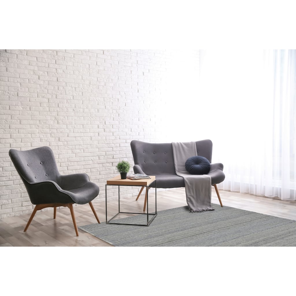 Home Decor Hand-Woven Wool Viscose Gray Modern Contemporary Reversible Flat Weave Dhurrie Rug, Stylish Durable Area Rug