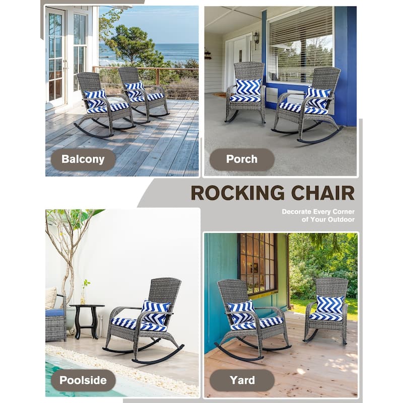 Outdoor Wicker Rocking Chair, Rattan Recliner