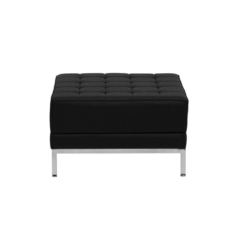 LeatherSoft Quilted Tufted Modular Ottoman with Stainless Steel Legs