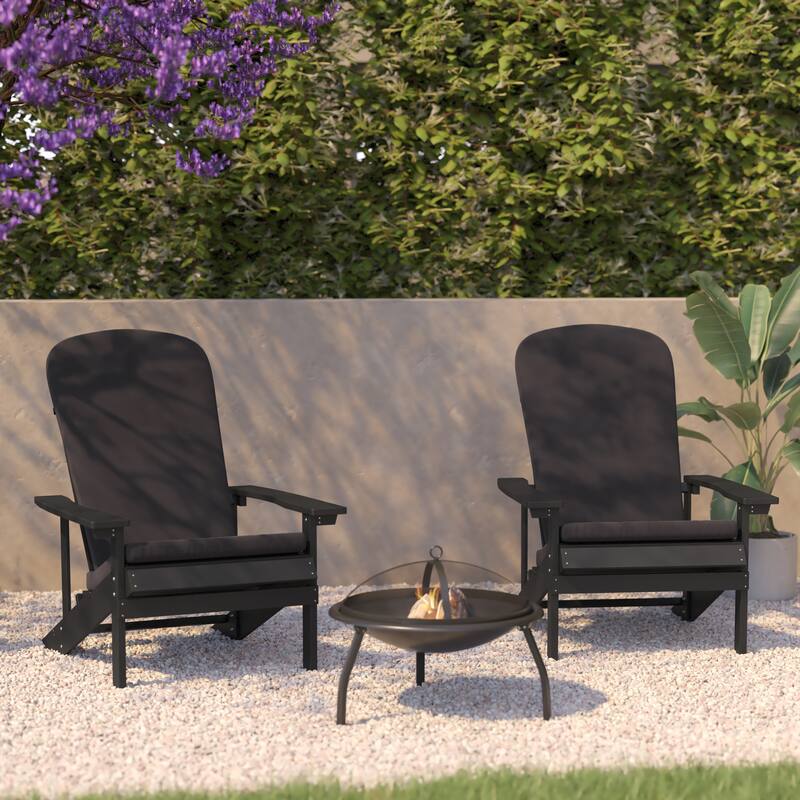 Indoor/Outdoor Adirondack Chairs with Cushions - Set of 2 - Slate Gray/Gray