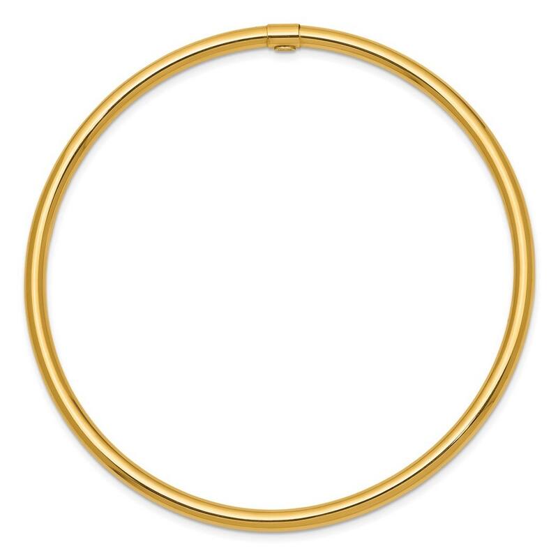 Curata 14k Yellow Gold Slip on Hollow tube 3mm Polished Round Tube Bangle Bracelet