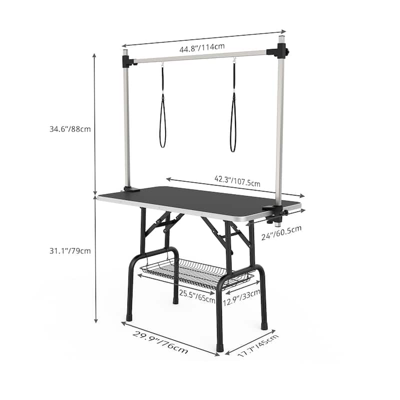 42" Foldable Dog Grooming Table Black - Stainless Steel - Black