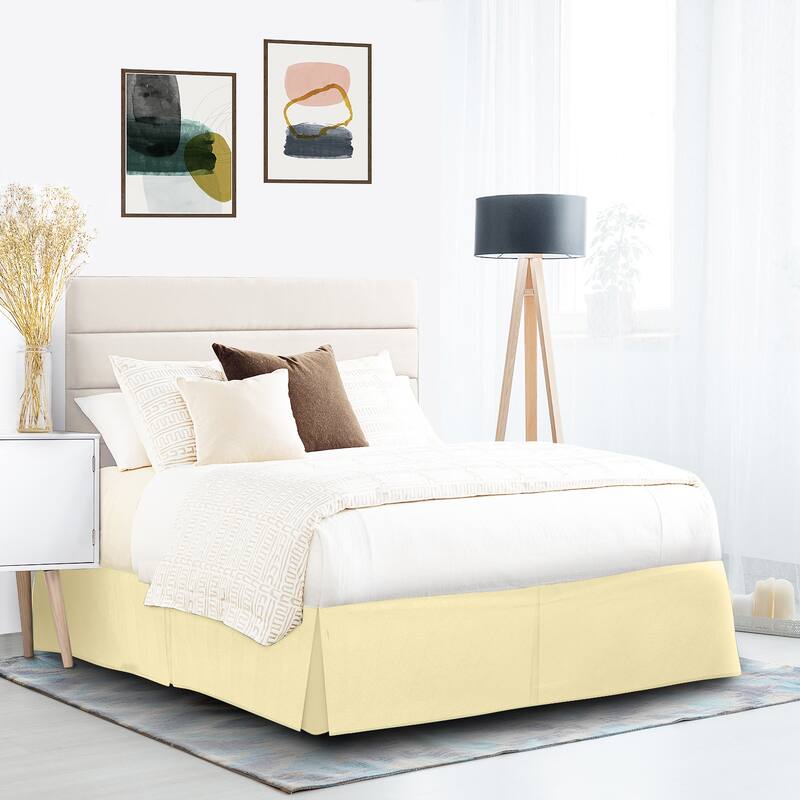Clara Clark Pleated Bed Skirt-14 inch Tailored Drop - Soft Double Brushed Premium Microfiber Ruffle Bed Skirt - Includes 8 Pins