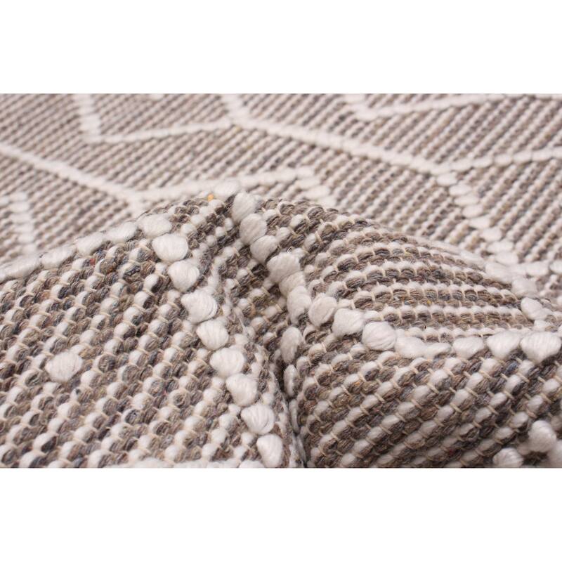 ECARPETGALLERY Braid weave Sienna Taupe Wool Rug - 6'1 x 9'1
