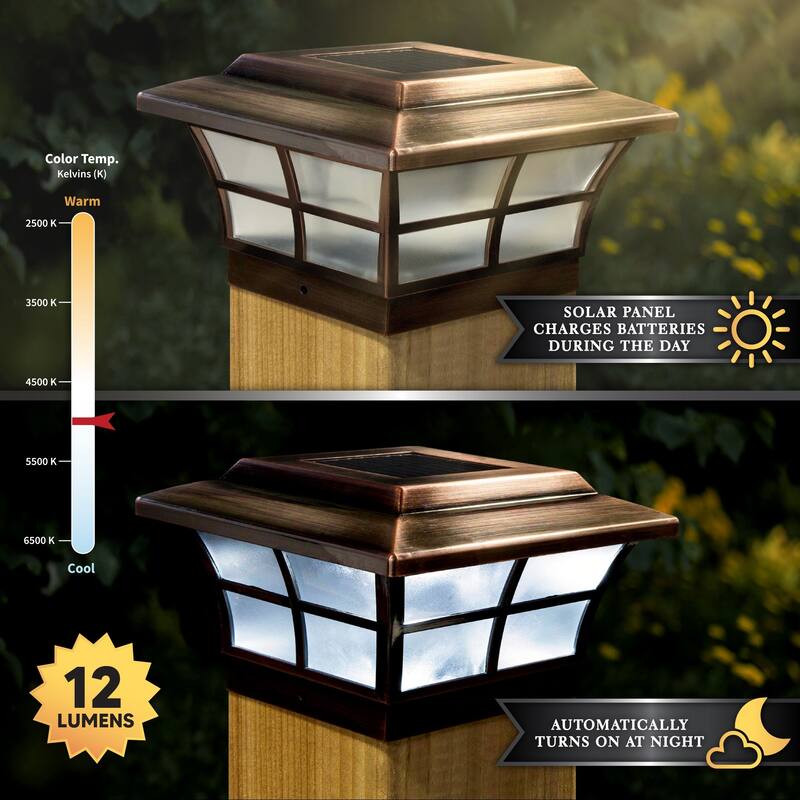 Classy Caps 6x6 Copper Plated Prestige Solar Post Cap (Set of 2)