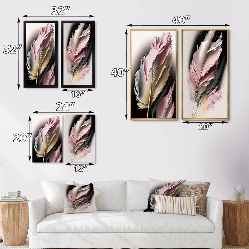 Designart "Pink And Beige Hyperrealistic Roses" Rose Framed Wall Art Set Of 2 - Pink Gallery Wall Set For Home Decor