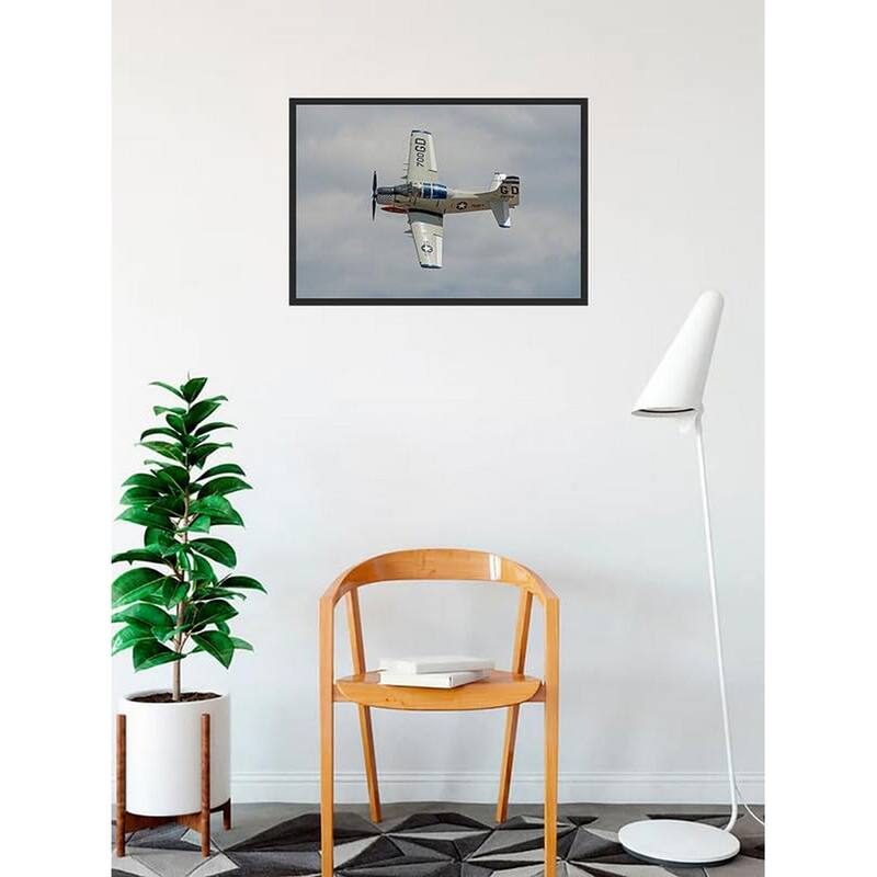 WC005 Douglas A-1 Airplane in Flight Photography by Wayne Collamore Framed Poster - 18 x 24 Inch