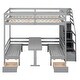 preview thumbnail 16 of 14, Full Size Pine Wood Convertible Bunk Bed with Storage Staircase and Drawer, Down Bed Converts to Seats and Table Set