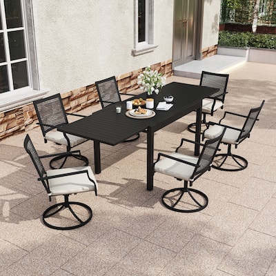 7 Pieces Outdoor Dining Set with 1 Extendable Dining Table