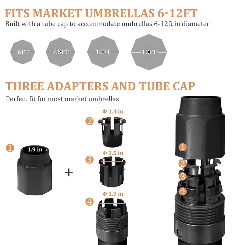 Pellebant 9 x 5 Ft Outdoor Double Top Market Umbrella with Wheels Base