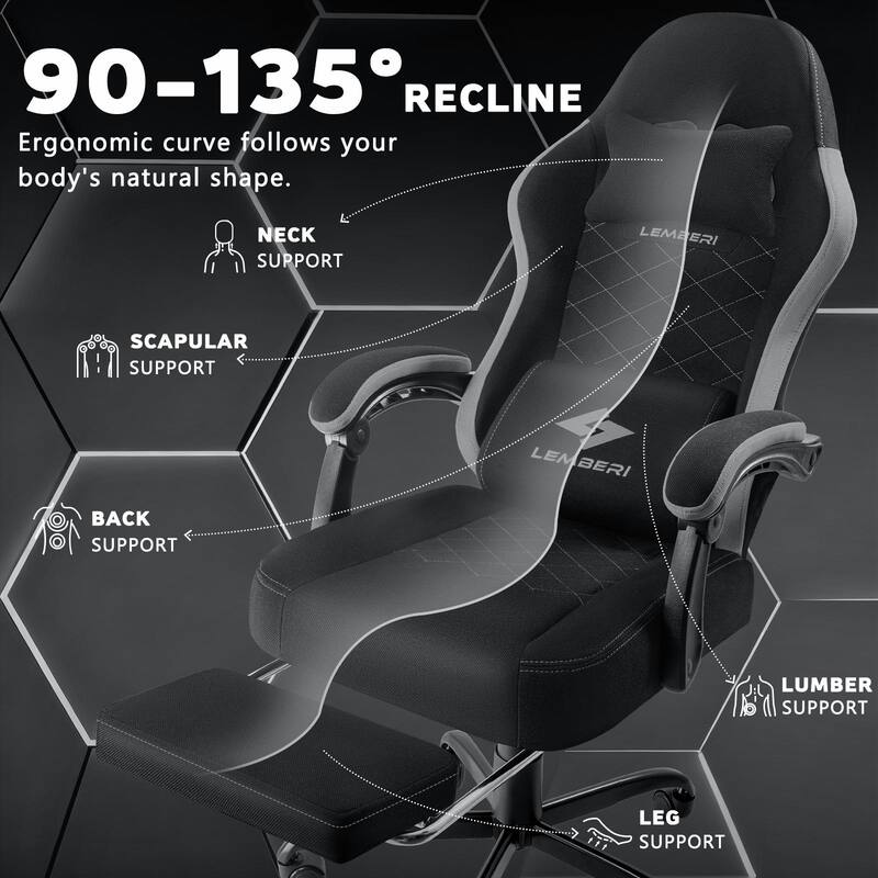 Bossin Gaming Chairs with Footrest, Big and Tall Chair 350lb Capacity, Racing Style Computer Chair with Ergonomic Lumbar Support