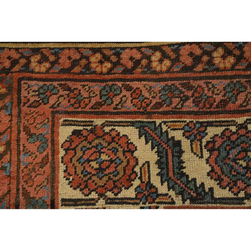 Hand Knotted Oriental 100% Wool Carpet Traditional Floral Navy Blue & Blues Heriz (serapi) Area Rug - 10' 10'' X 8' 6''
