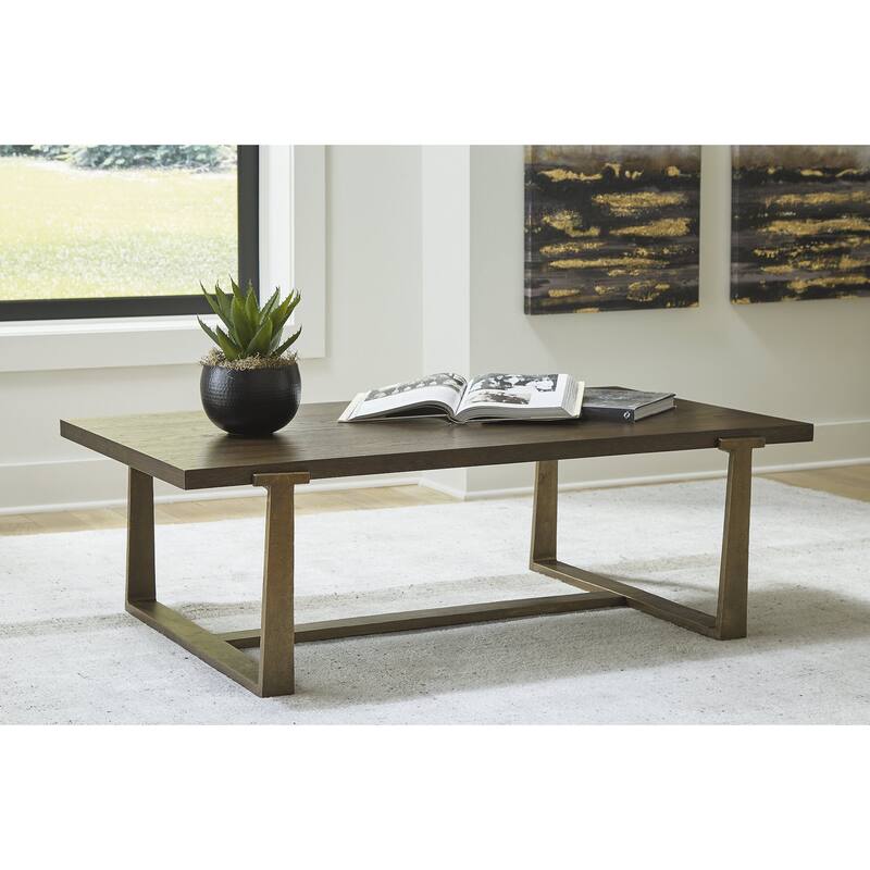 Signature Design by Ashley Balintmore Metallic/Brown Rectangular Cocktail Table