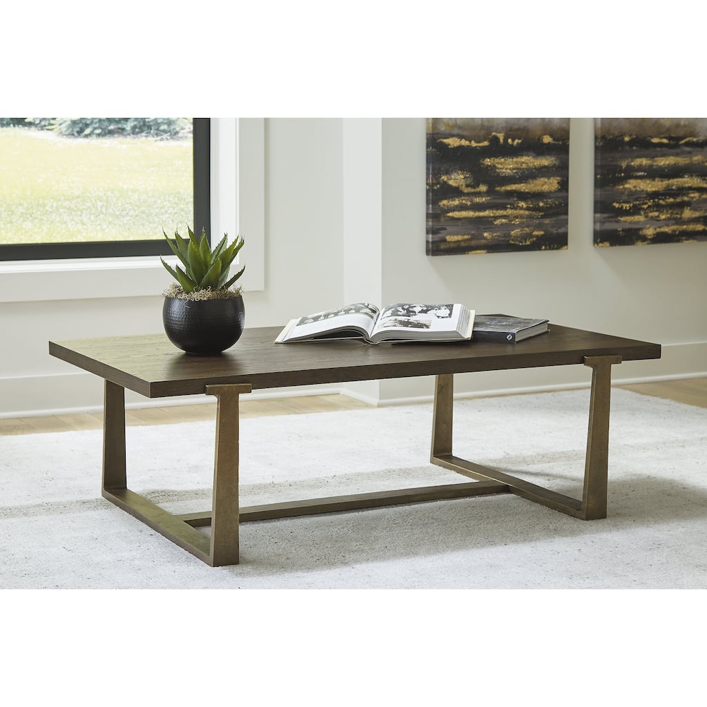 Signature Design by Ashley Balintmore Metallic/Brown Rectangular Cocktail Table