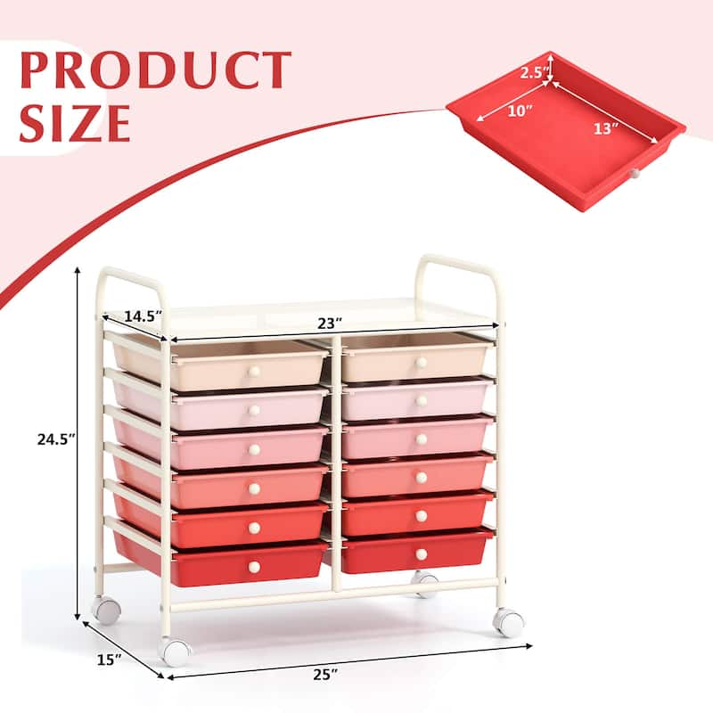 Costway 12 Drawers Rolling Cart Storage Scrapbook Paper Studio - See Details