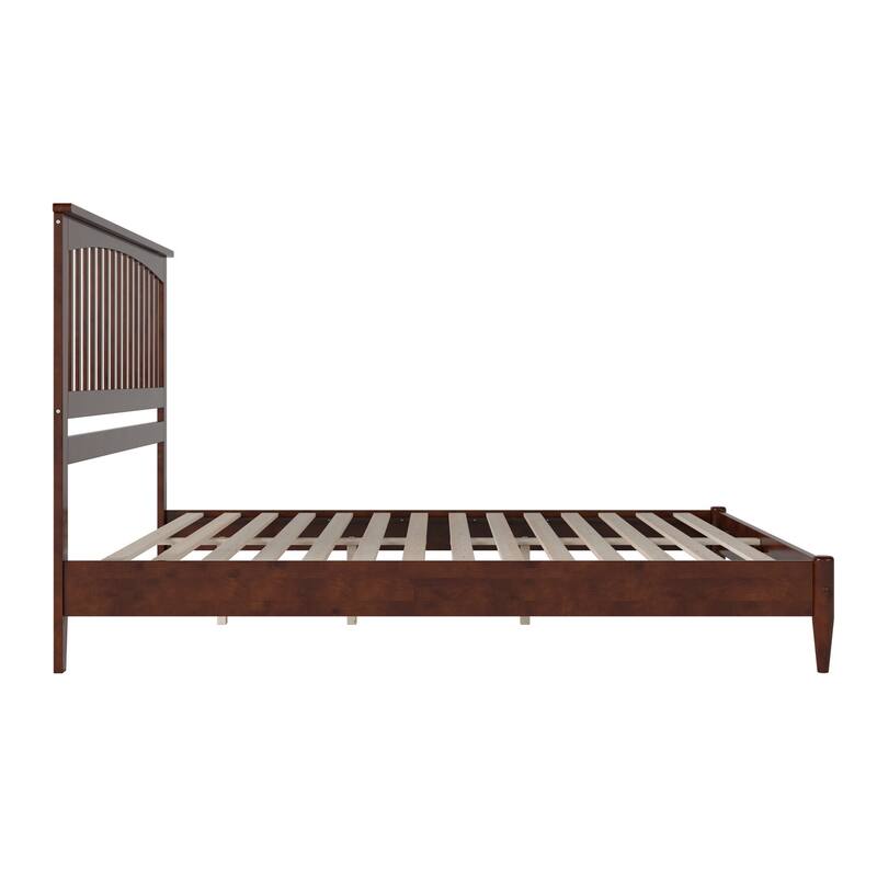 King Size Wood Platform Bed - Low Profile Modern Bed Frame Walnut Finish