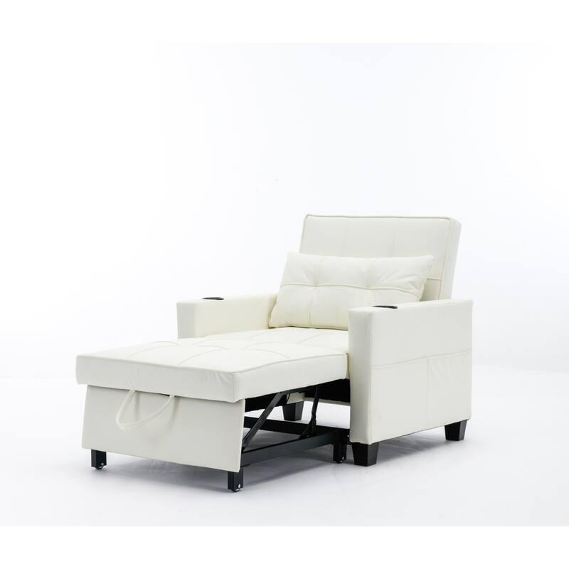 68.12" Faux Leather 3-in-1 Single Convertible Pull Out Sofa with USB Ports and Wear-resistantfor Living Room