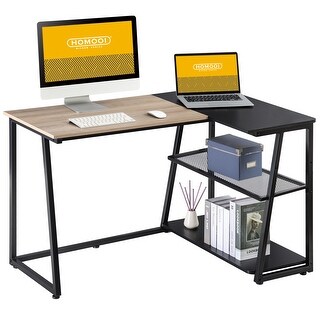 90CM Corner Computer Desk Home Office PC Laptop Table With 4 Shelves Corner Desk 