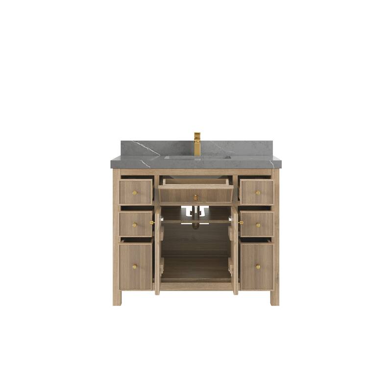 Willow Collections 42 in. W x 22 in. D Sonoma Teak Single Sink Bathroom Vanity with Countertop