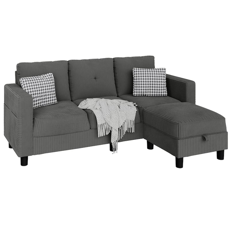 Futzca Modern L-shaped Convertible Sectional Sofa w/ Reversible Chaise