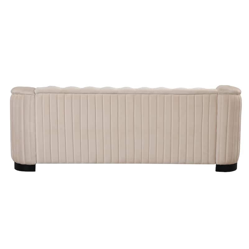 82.4" Sofa with Rubber Wood Legs,Velvet Upholstered Sofa Couch,Sofa with Thick Removable Seat Cushion, 3 Seater Sofa Couch
