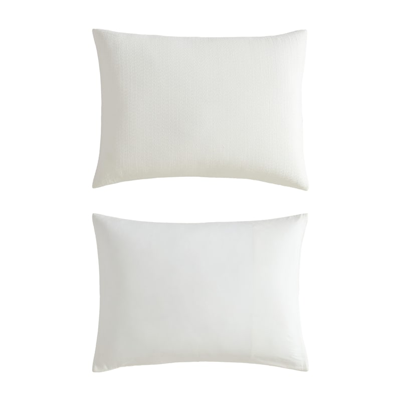 Vera Wang Threaded Basketweave Cotton White Reversible Comforter Set
