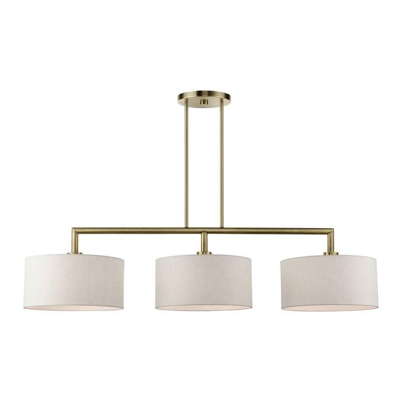 Livex Lighting 3-light Antique Brass Linear Chandelier, 49293-01 - 51" L x 14" W x 18.25" - 48.25" Adj. H
