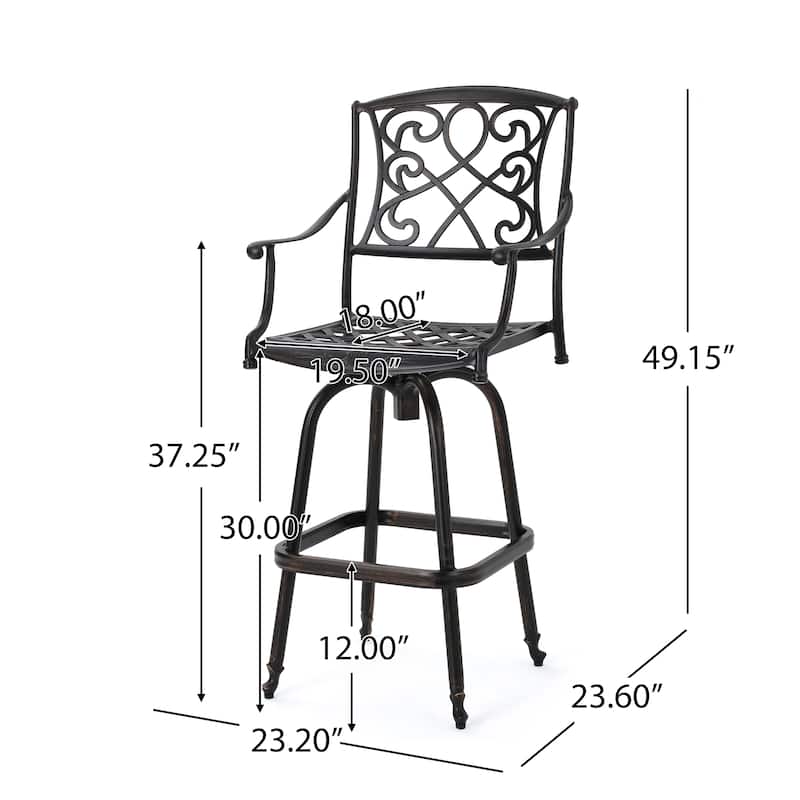 Santa Maria Shiny Copper Cast Aluminum 3-piece Bistro Bar Set by Christopher Knight Home