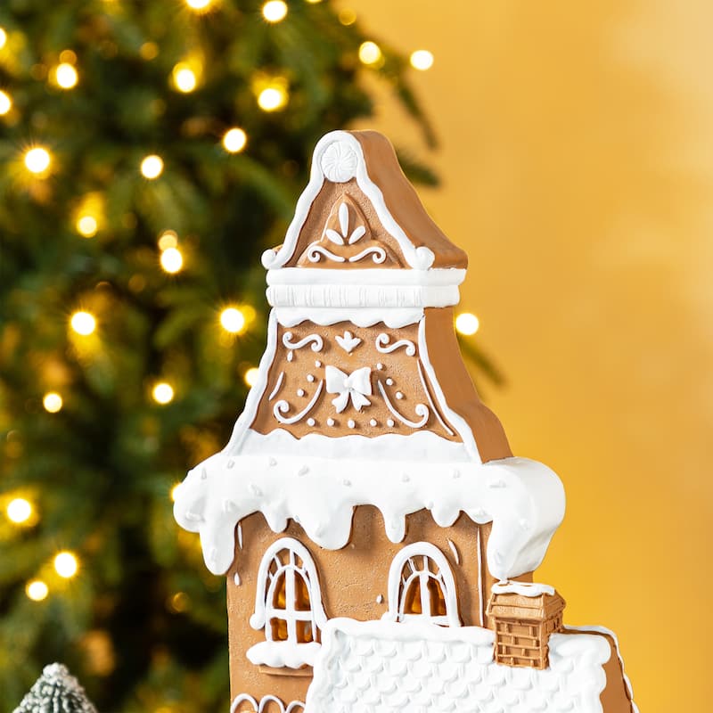 Glitzhome Christmas Resin Gingerbread House Table Decor Village Figurine
