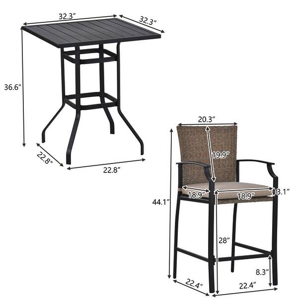 Tall Rattan Table Outdoor 5-Piece Counter Height Rattan Dining Table Set - Bed Bath ...