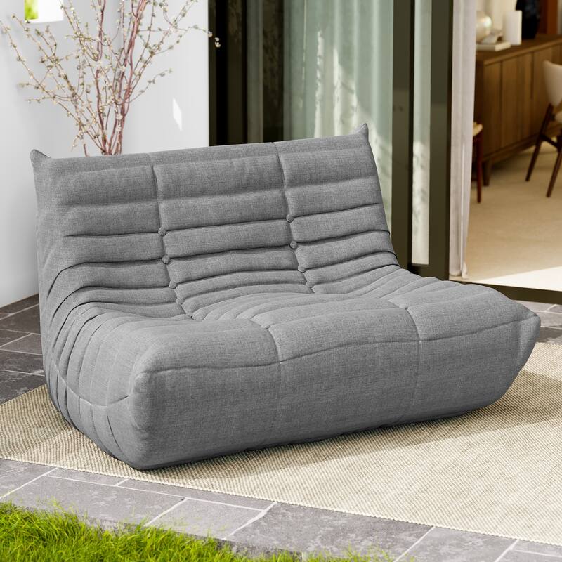 Outdoor Club Chair Patio Wood Arm Chair with Cushion Set of 2 - Blue