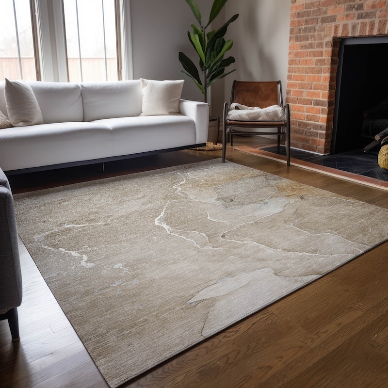 Machine Washable Indoor/ Outdoor Chantille Watercolor Rug