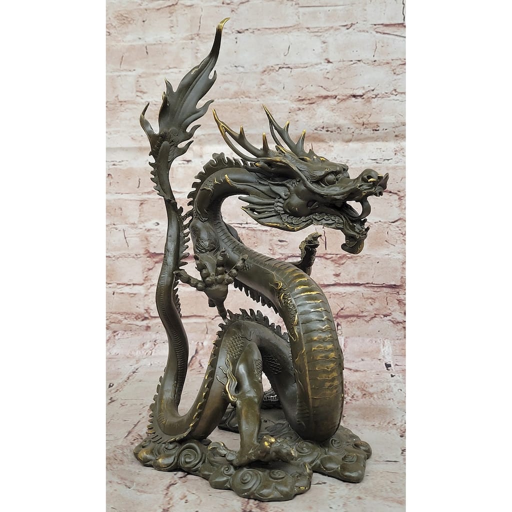 Chinese Imperial Dragon Statue – Bronze Feng Shui Serpent Decor