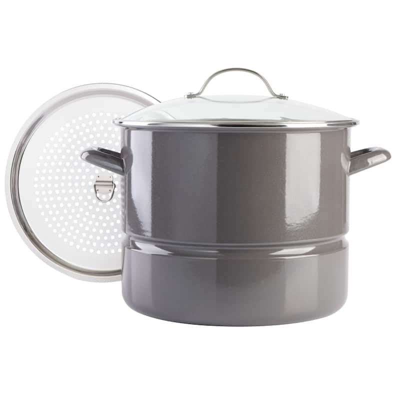 Kenmore Broadway 16-Quart Steamer Stock Pot - Grey