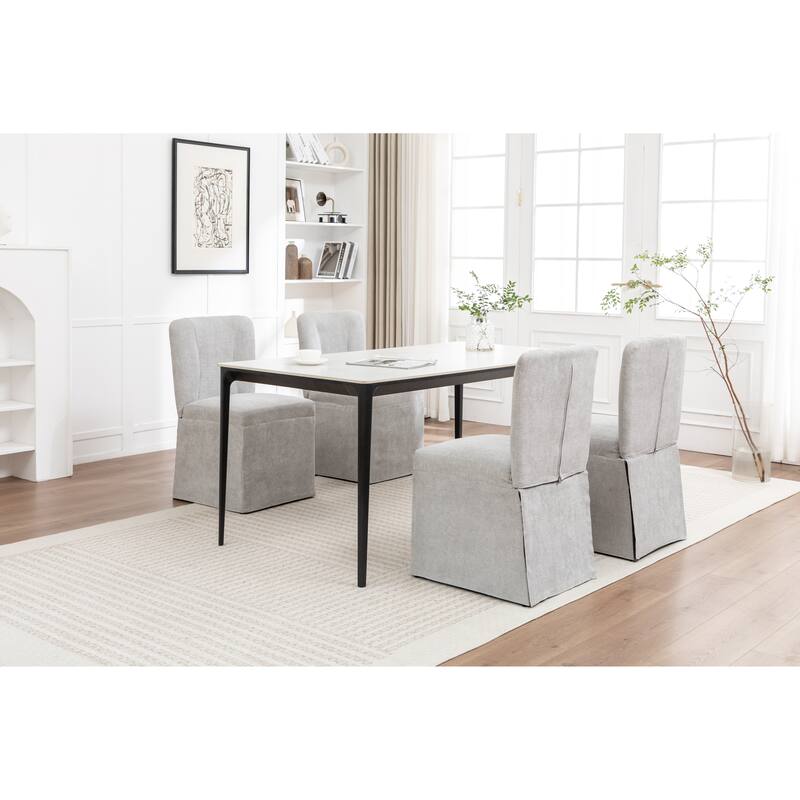 Modern Linen Dining Chairs, Armless Dining Chairs, with Upholstered Seat and Back, for Living Rooms, Set of 2, Brown