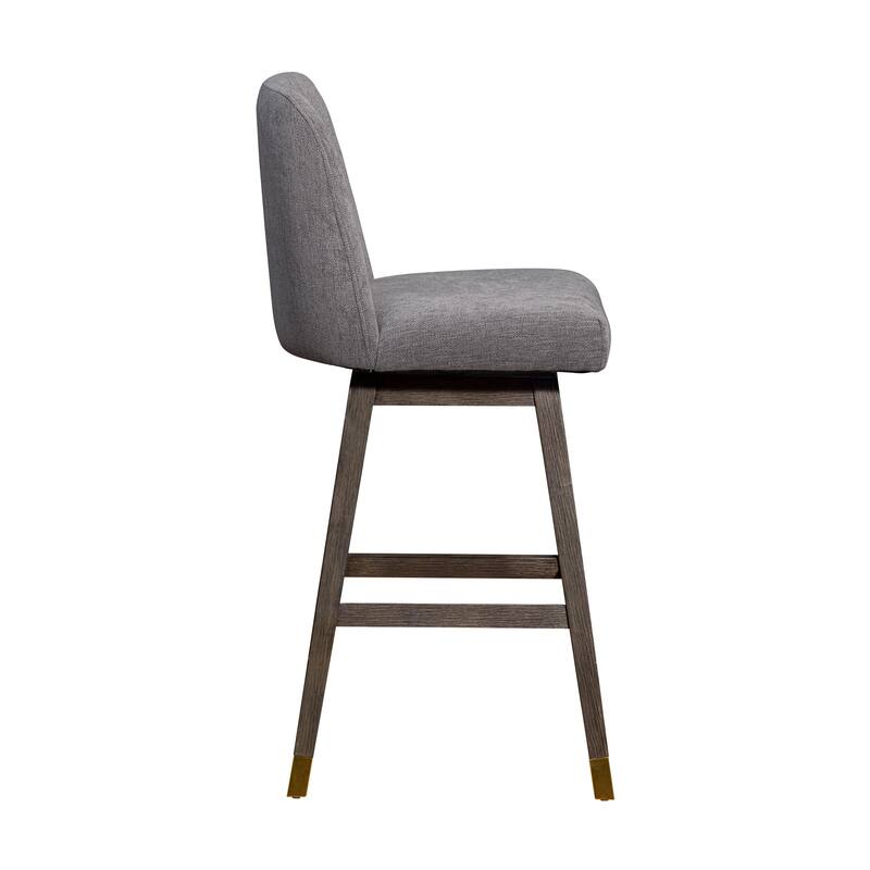 Amalie Upholstered Bar Stool, Swivel Counter Height Stool with Solid Wood Frame
