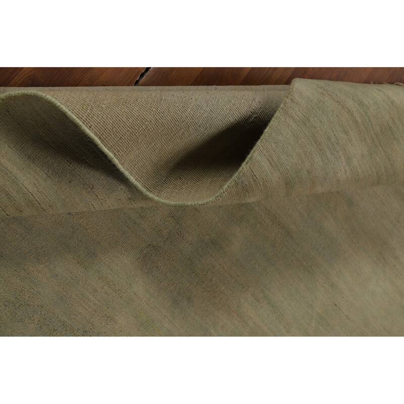 Green Modern Gabbeh Oriental Area Rug Hand-Knotted Wool Carpet - 4'11" x 6'4"