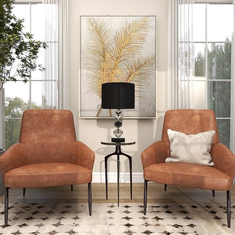 Black Aluminum Metal Accent Table with Textured Glass Tabletop