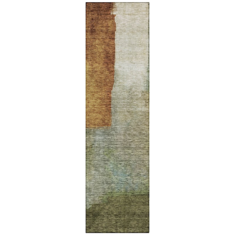 Machine Washable Indoor/ Outdoor Abstract Contemporary Chantille Rug