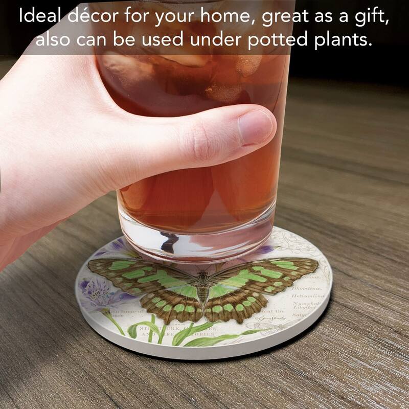 CounterArt Malachite Absorbent Stone Tumbled Tile Coaster Set of 4 Made in The USA Protective Cork Backing