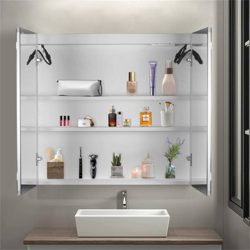 White 32*28in. Led Light Three-Color Lighting Bathroom Wall Cabinet